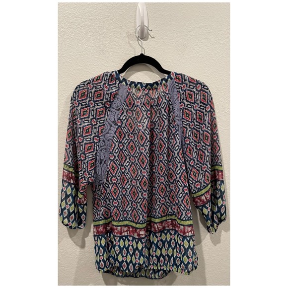 FIGUEROA AND FLOWER Boho Multicolor Sheer Blouse - Picture 4 of 5